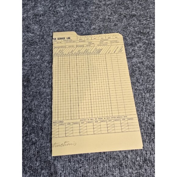 Pure Oil Company Advertising Master Service Log Blank Form 1940s 1950s Folded - Picture 6 of 6